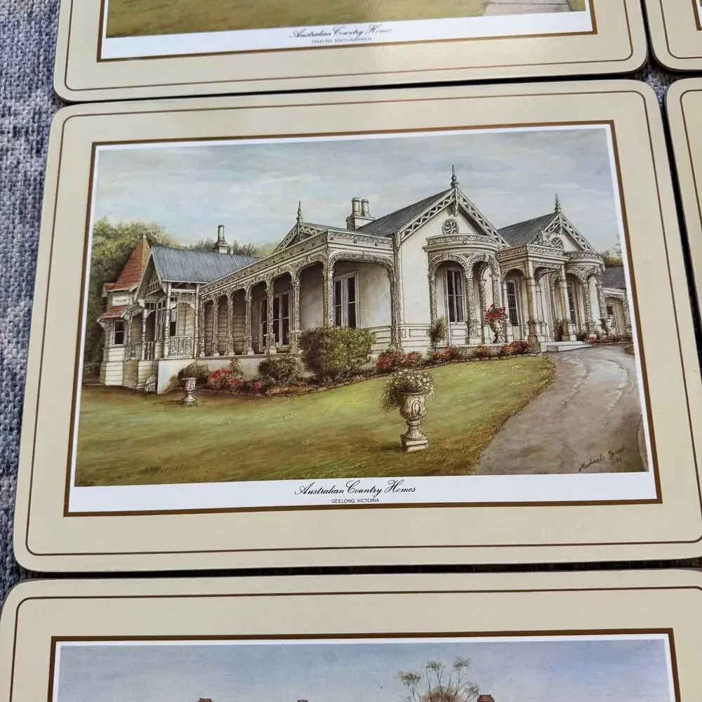 Pimpernel Australian Country Homes Set of 6 Placemats England Cork Back 9x12